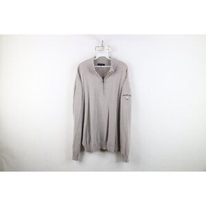 Vintage Mens XL Spell Out Maumee Bay Golf Course Half Zip Knit Sweater Gray